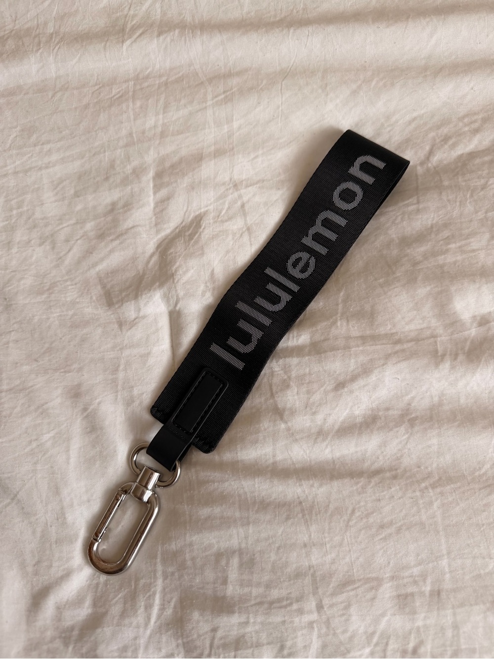 lululemon athletica Black and Gray Logo Key Lanyard